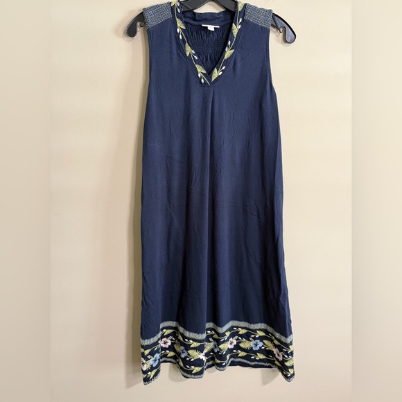 J. Jill Embroidered Smocked-Back Knit Dress. - Picture 2 of 11